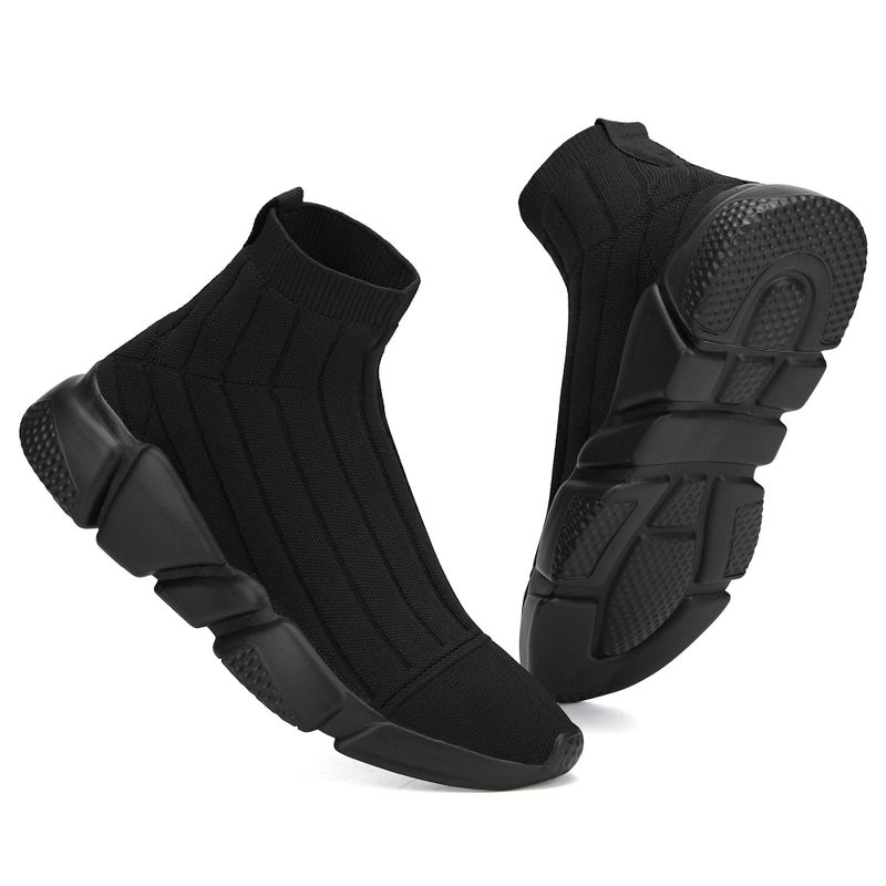 Casbeam Women's Running Knit Comfortable Lightweight Breathable Casual Sports Shoes Fashion Sneakers Slip-On Walking Shoes All Black Size 7 - Image 1